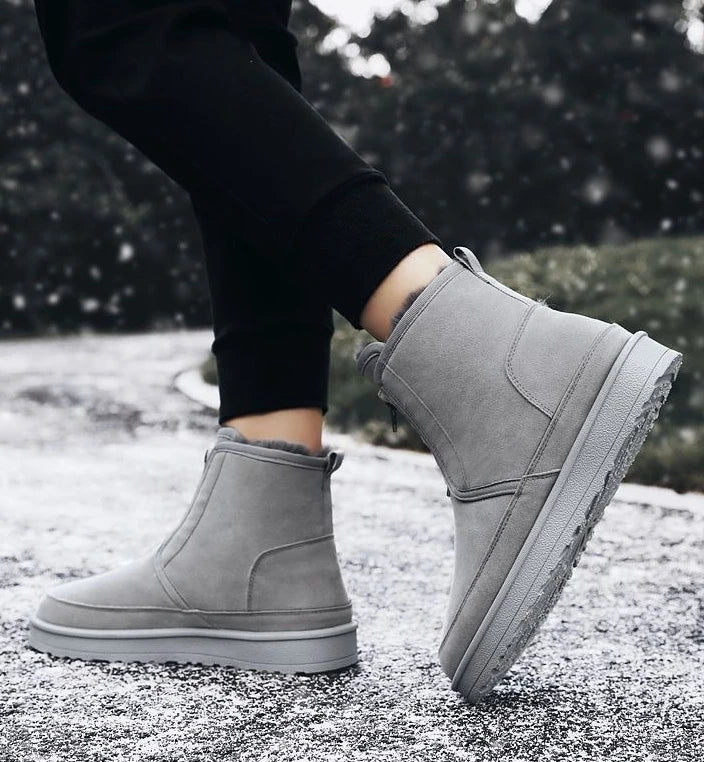 Ghete de iarnă Shangkaka, căptușite călduros - fermoar, căptușeală din pluș, talpă antiderapantă