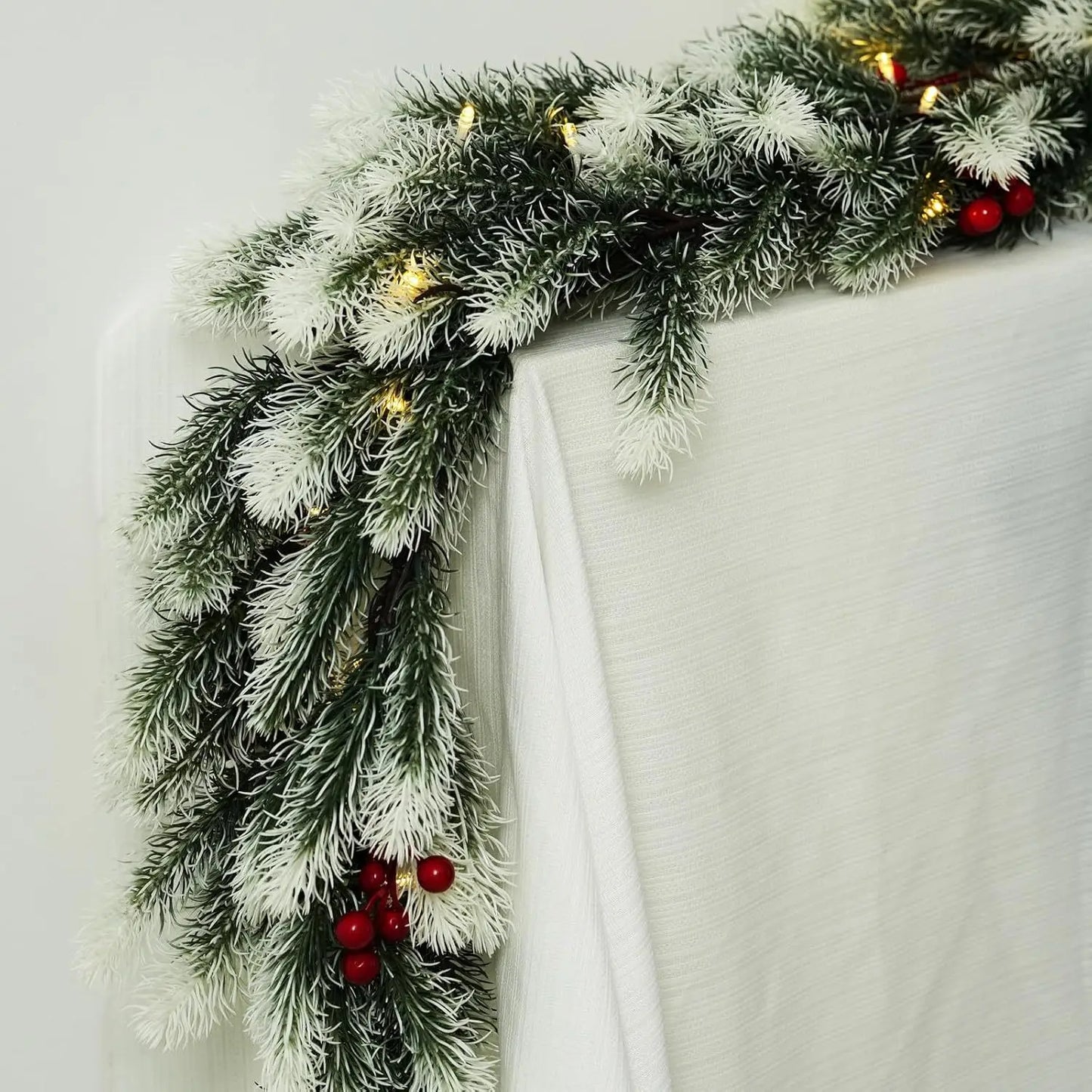 6 Fuß echte künstliche Girlande – ideal für Weihnachten, Winter und Neujahr, Dekoration für Mantel, Tisch, Wand, Weihnachtsdekoration