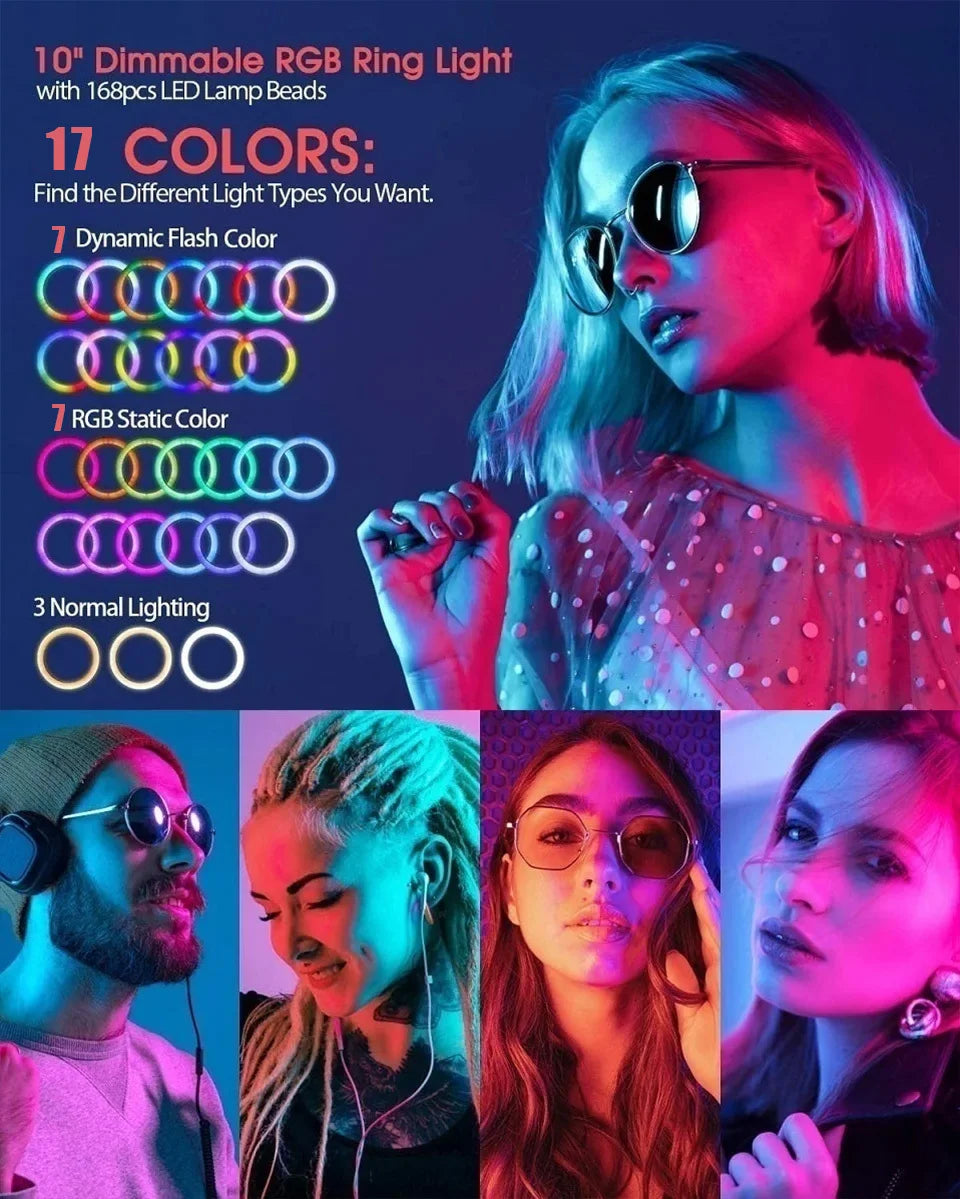 Ringlicht 2025: 12in 30cm Selfie RGB Tripod - Phone Stand Photography LED Makeup Collection