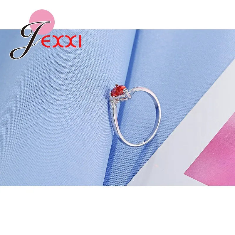 Twist Design With Teardrop Red Zircons 925 Sterling Silver Color Finger Ring For Women Party Engagement Charming Accessory