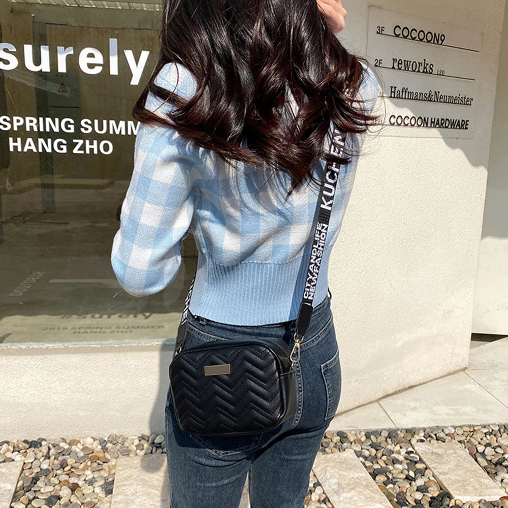 Fashionable Shoulder Bag for Women Wavy Pattern Crossbody Bag Trendy Girl Strap Bag Purse Solid Color Handbags Pu Leather