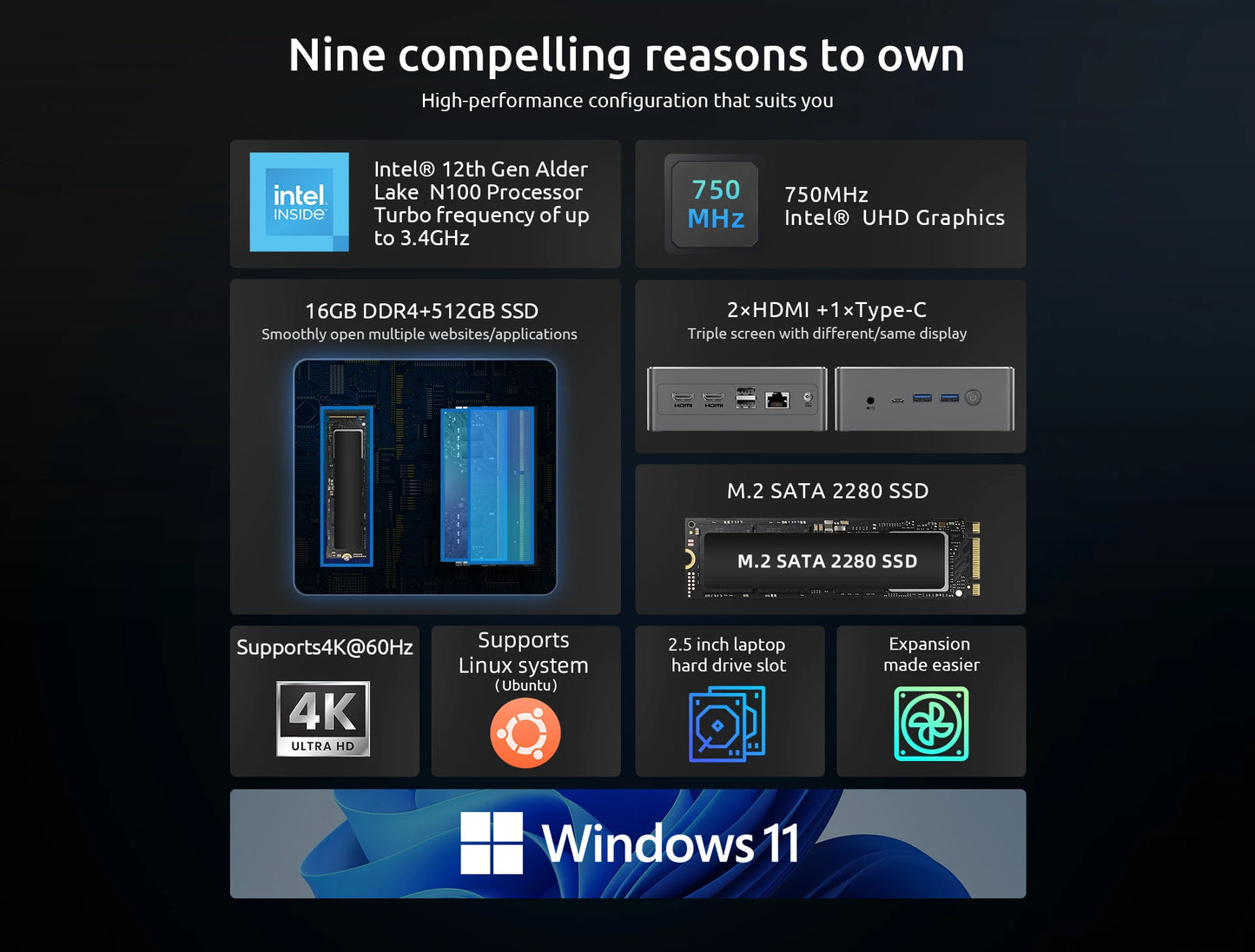 BMAX B4 Plus Windows 11 - 512 GB SSD, 16 GB RAM, Intel N100