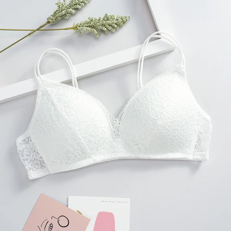 eles Damen Bralette 2025 - Spitzen BH ohne Bügel A/B Cup mit Blumenmuster