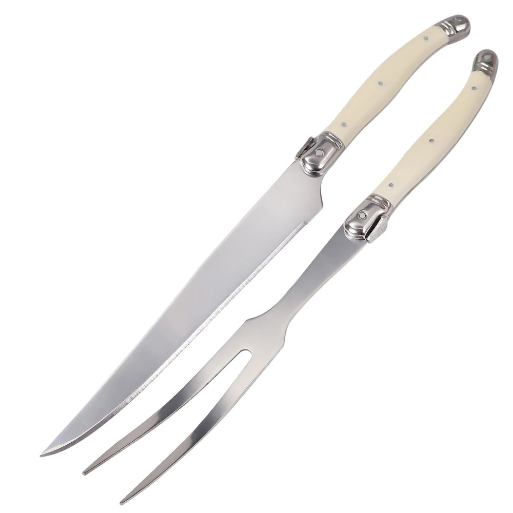 Stainless Steel Carving Knife Fork Set BBQ Slicing Grill Vegetable Tools Salad Serving Tools Turkey Knife Steak Roast Meat Fork