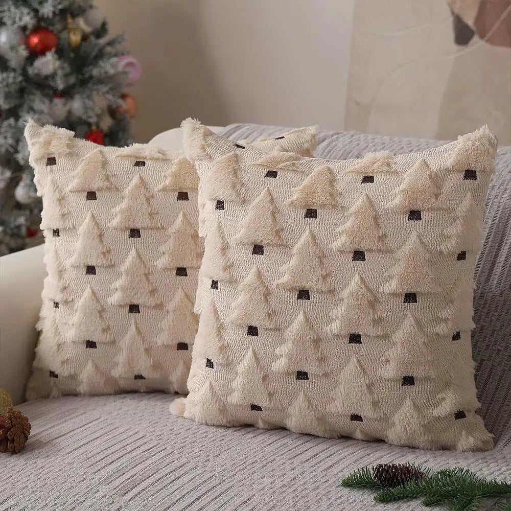 45x45cm Winter Throw Pillow Cover Xmas Home Decor Christmas Plush Pillowcase Pillowslip Home Textile Christmas Tree Pillow Cases