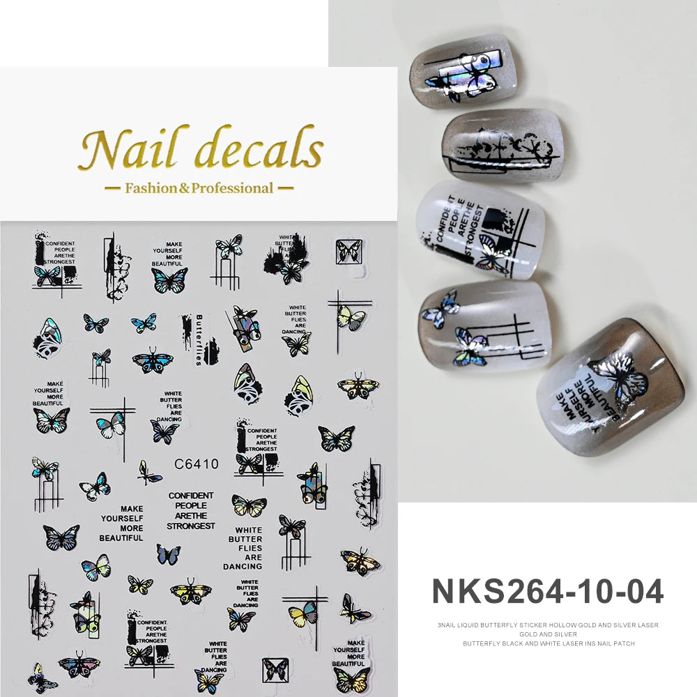 MAFANAILS NLS 3D Holografisch Schmetterling - 1St Schwarz