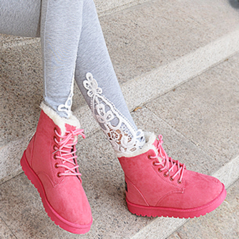 Cizme cu vârf rotund și călduroase din catifea BCEBYL - Mărime standard Ghete cu toc de 1 până la 3 cm Căptușeală din pluș