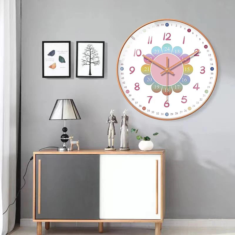 Wall Clock Modern Design Wall Decor Nordic Cartoon Kid Room Decorations for Girls Home Living Room Decoration Art Silent Clock 2