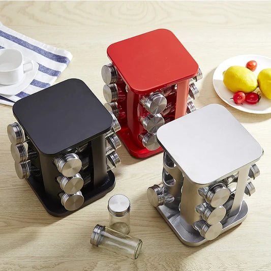 Edelstahl-Gewürz-Set 2025: 12Pcs Stainless-Steel Turnable - Kitchen Supplies Collection