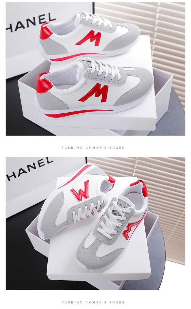 Zapatos Mujer  2024 Women's Round Head Sports Shoes Breathable Cross Lace-up Casual Sports Small White Shoes Tennis Sneakers