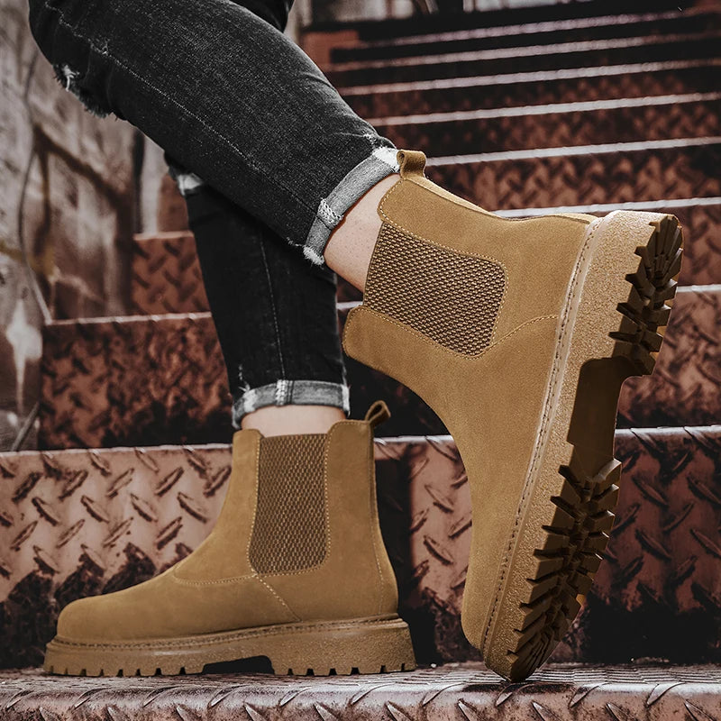 YeinshaarsCN HighTop Leder Stiefeletten Vielseitige - Knöchelhoch, Leder, Reißverschluss