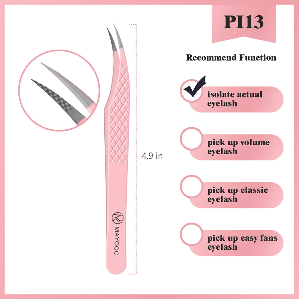 Eyelash Extensions Tweezers  With Fiber Tips Lash Artists High Precision Superhard Anti-Static Tweezer Makeup Tools Custom Logo