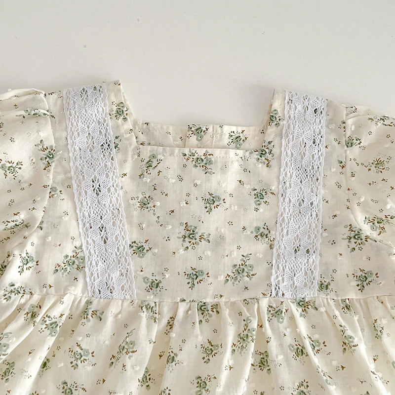 Infant Baby Girls Short Sleeve Green Printing Tops Shorts 2Pcs Clothing Sets Summer Baby Girls Children's Clothes Suit 0-3Yrs