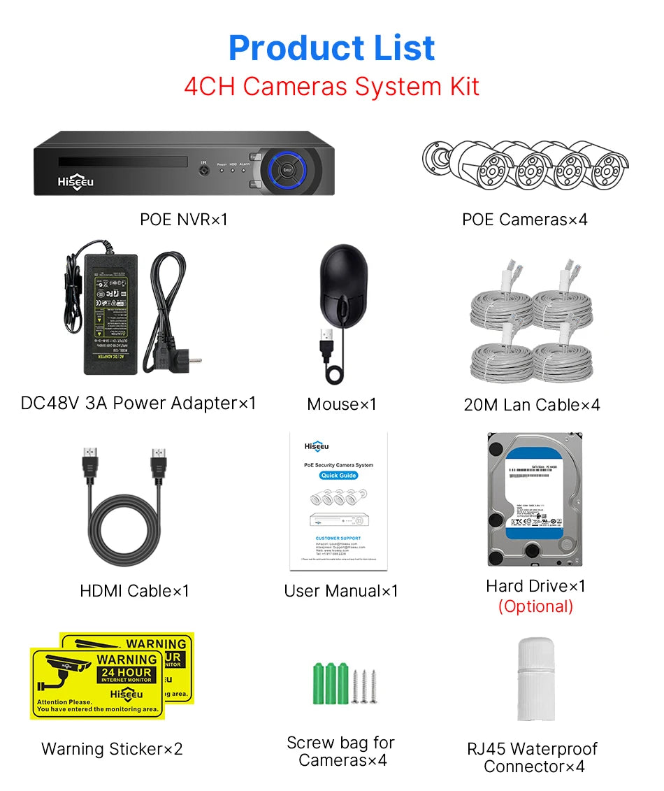 Überwachungssystem 2025: Hiseeu 4K 8MP POE Security Camera System - AI Face Detection 8 Port NVR H.265 Home Waterproof CCTV Surveillance IP Camera Kit Collection