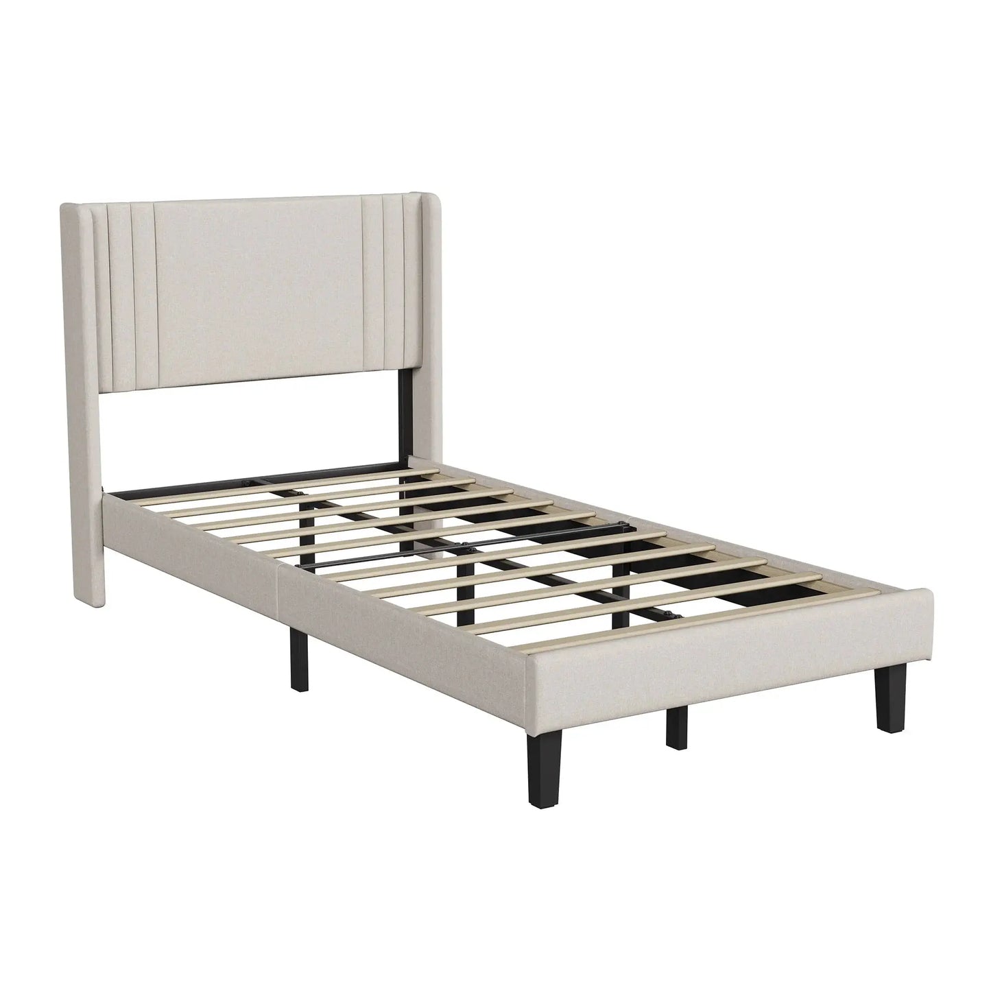 Polsterbett 90x200cm Mit Verstärktem Lattenrost Gepolstertem Kopfteil