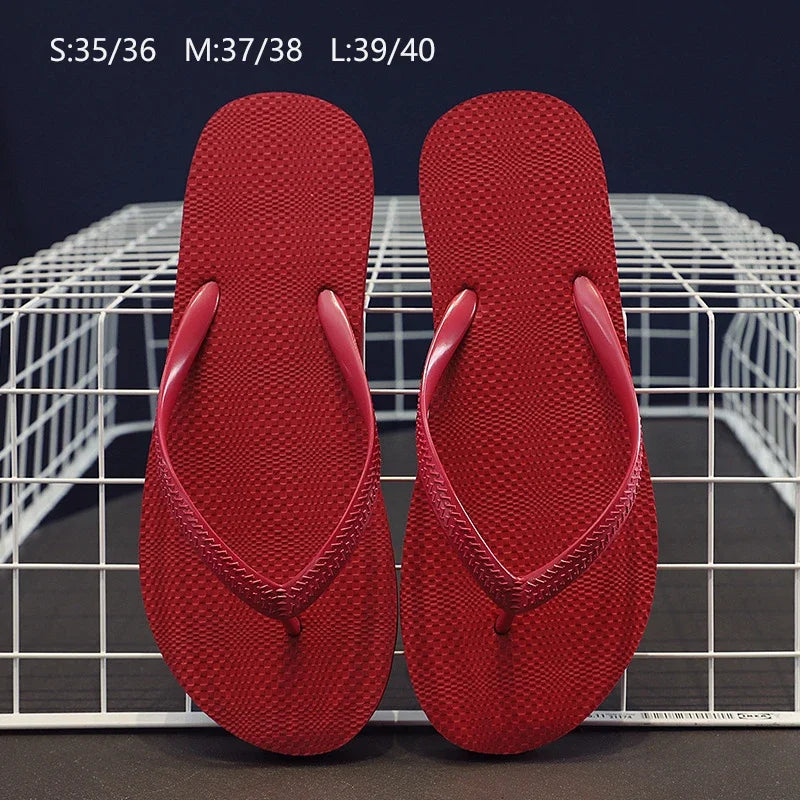Women Summer Slippers Solid Beach Flip Flops Anti-slip Slipper Casual Shoes Home Shoes Women Simple Comfortable Beach Shoe