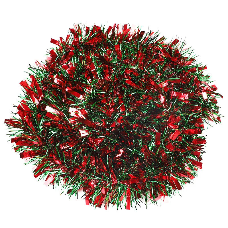 5/10er-Pack 78,74 Zoll Weihnachtsbaum-Hängegirlande, Weihnachtsgirlande, rotes und grünes Lametta, Bandornamente, Urlaub, Zuhause, Partyzubehör