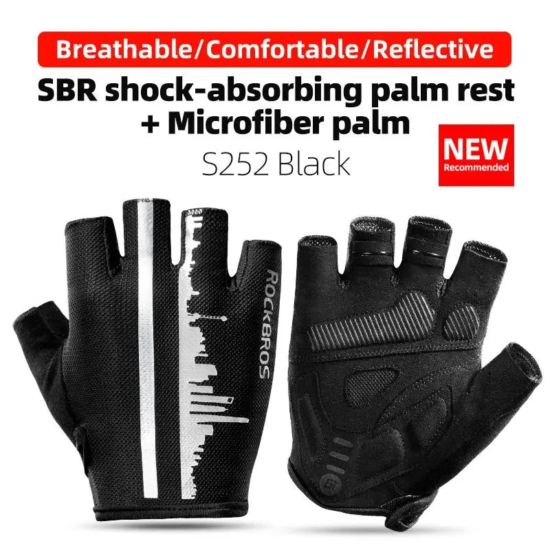ROCKBROS Radfahrrhandschuhe Halbfinger Schockresistent Abriebfest Atmungsaktiv MTB Straßenfahrrad Handschuhe Männer Frauen Sportfahrrad Ausrüstung