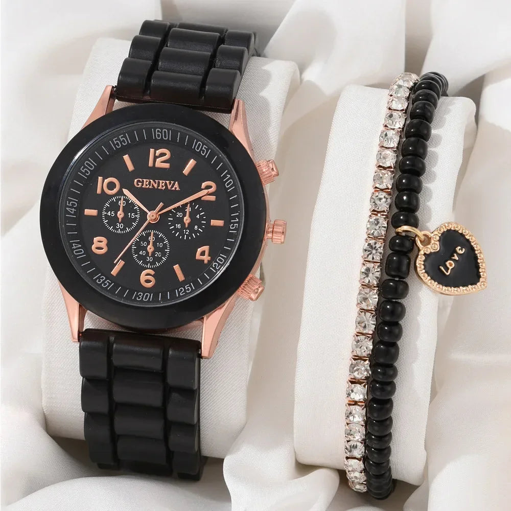 Luxus Set Elegantes Schmuckset - Uhr Ring Kette Ohrringe