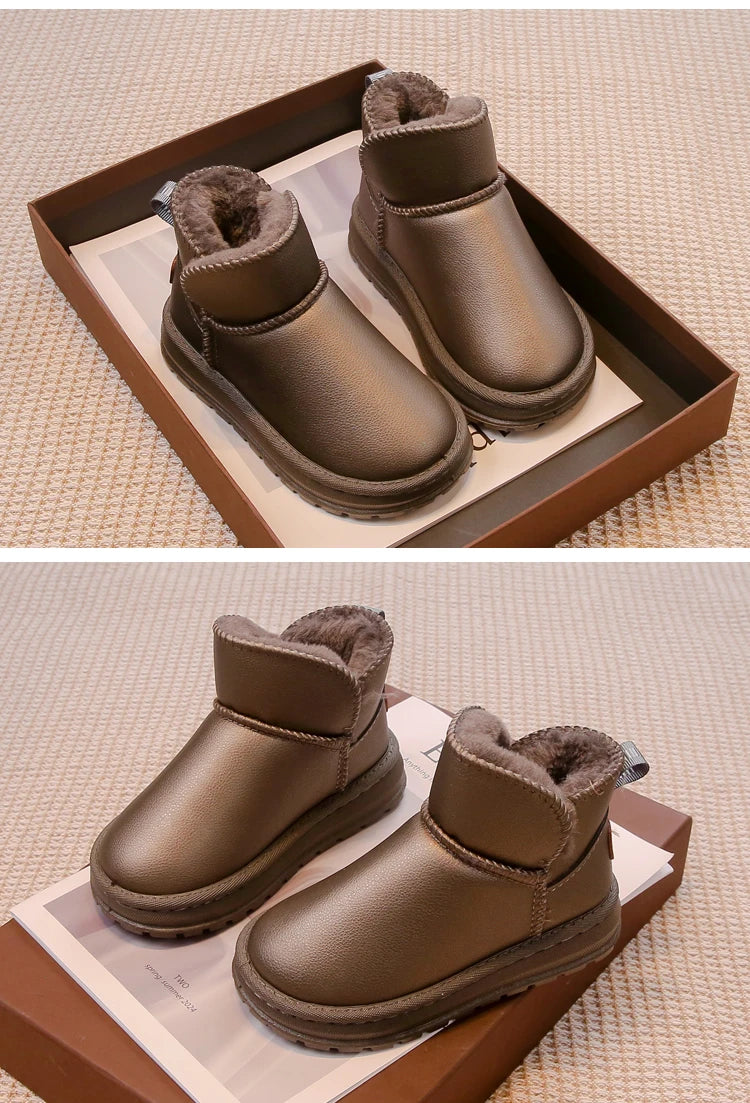 Kinder-Schneestiefel für Jungen und Mädchen, modisch, 2025, Herbst und Winter, warm, dick, Plüsch, Stiefeletten, rutschfest, Kinderstiefel, klassisches Gummi