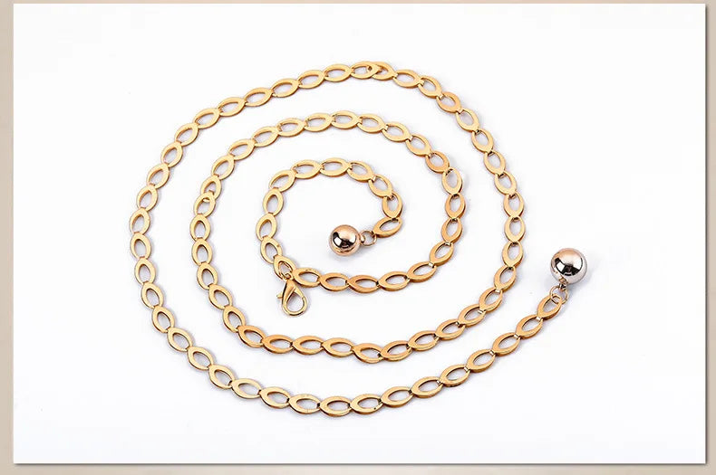 Women Fashion Belts Luxury Designer Belt Retro Silver Carved Hollow Out Chain Belt for Women Elegant Round Metal Women Belt