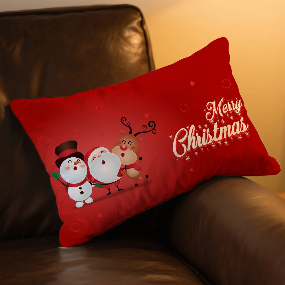 Happy Merry Christmas cushion cover Rectangle Pillow Case Printing Bedside Sofa Room Home Decoration Pillowcase