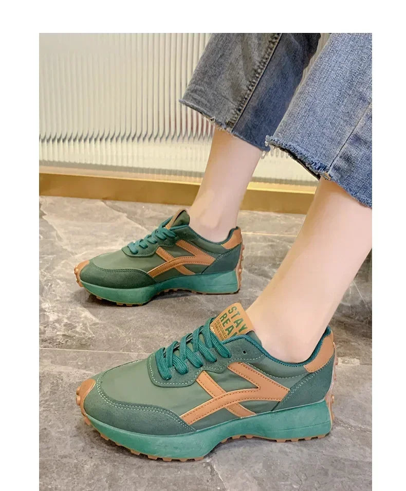 Women Sneakers Leather Luxury Platform Shoes New Fashion Leisure Light Anti-slip Green Running Shoe Fashion Designer Women Shoes