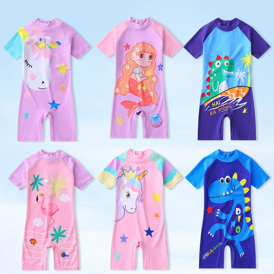 Kinder-Schwimmanzug 2025: Children's Swimwear New One-piece Swimsuit For Boys And Girls Little Kids Big Kids Sun Protection Hot Spring Swimming Set Collection
