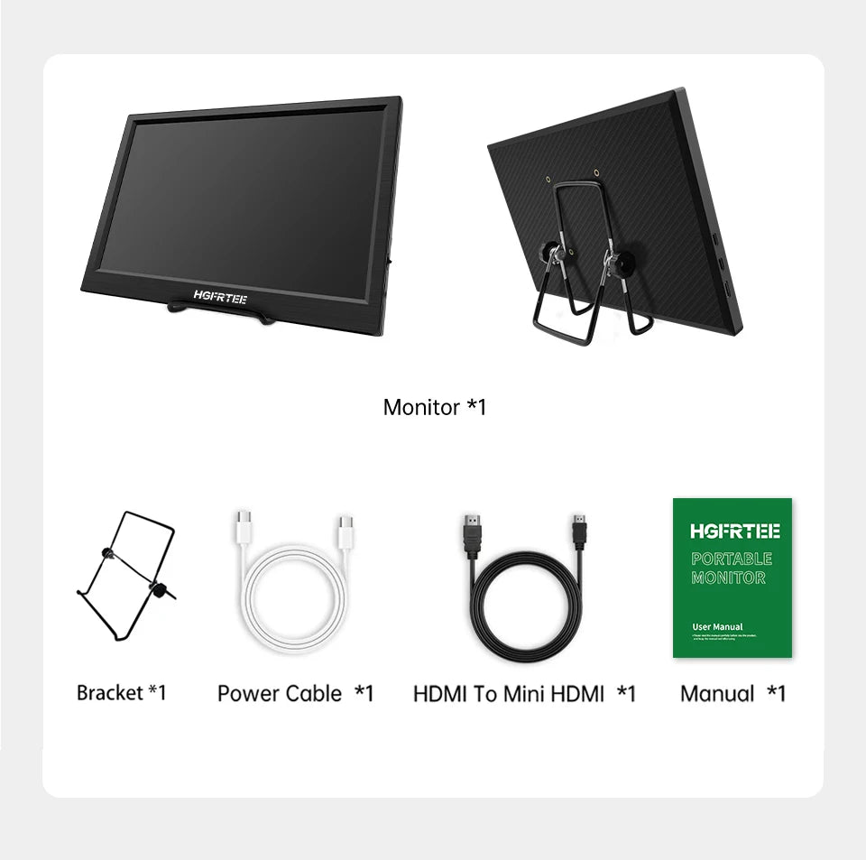 HGFRTEE 11,6 Zoll Portabler Monitor - Gaming- und Erweiterungsmonitor mit HDMI-Anschluss für Laptop, Switch, PS4 und Raspberry Pi
