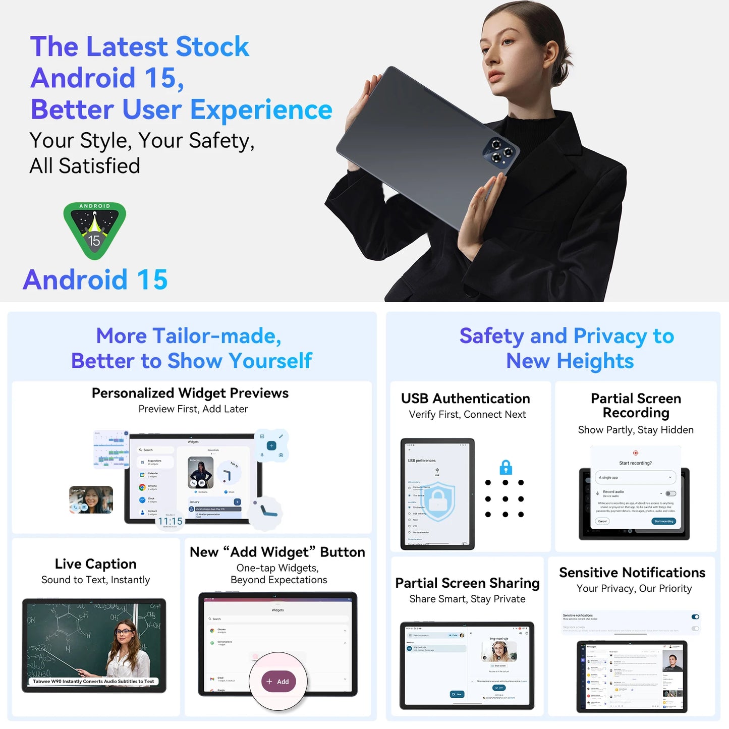 TABWEE W90 Android 15 Tablet - Octa Core 24 GB RAM 11 Zoll