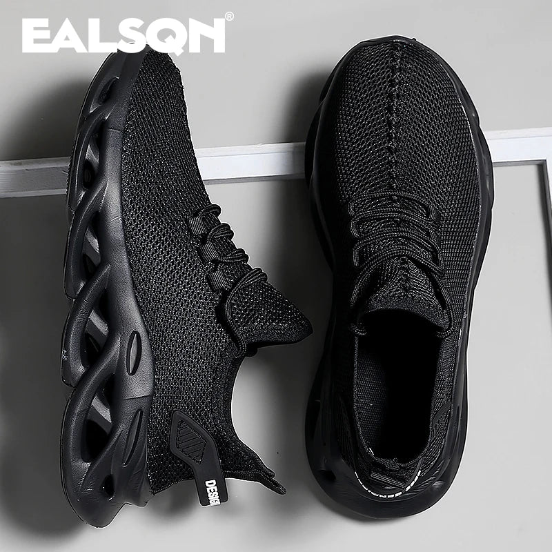 Herren-Laufschuhe 2025: EALSQN Männer Sport Laufen Schwarz Jogging Schuhe Lässige Sneaker Braun Outdoor Atmungsaktiv Mesh Frauen Leicht Stoßdämpfung Schwarz Tennis Kollektion