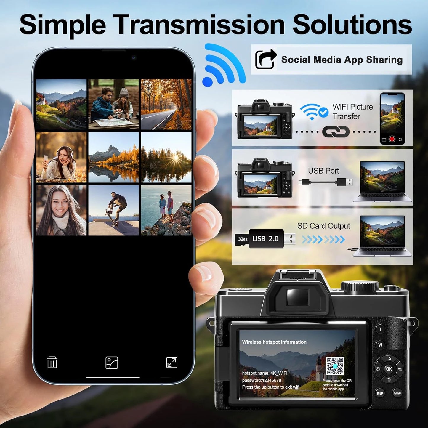 NBD Digital Camera 48MP 4K Video Camera 3.0 Inch Flip Screen Camcorder Vlogging Camera  and 16X Digital Zoom Photography Camera