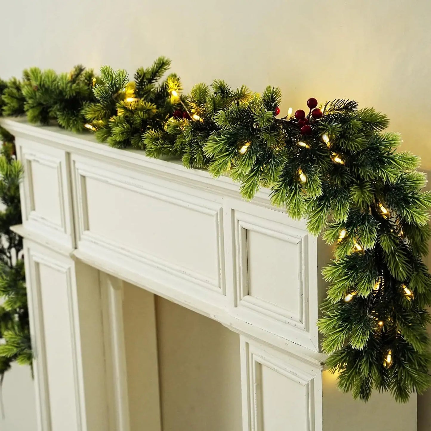 6 Fuß echte künstliche Girlande – ideal für Weihnachten, Winter und Neujahr, Dekoration für Mantel, Tisch, Wand, Weihnachtsdekoration