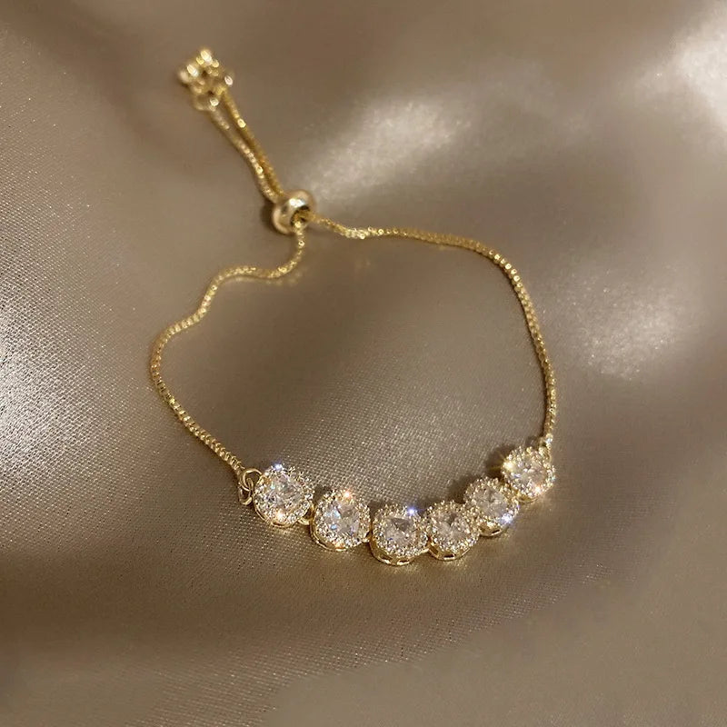Luxus Klassisch Voller Strass 18K Gold Plattiert Armbänder Für Frauen Funkelnd Einfach Zirkon Armbänder Schmuck Geburtstag Geschenke