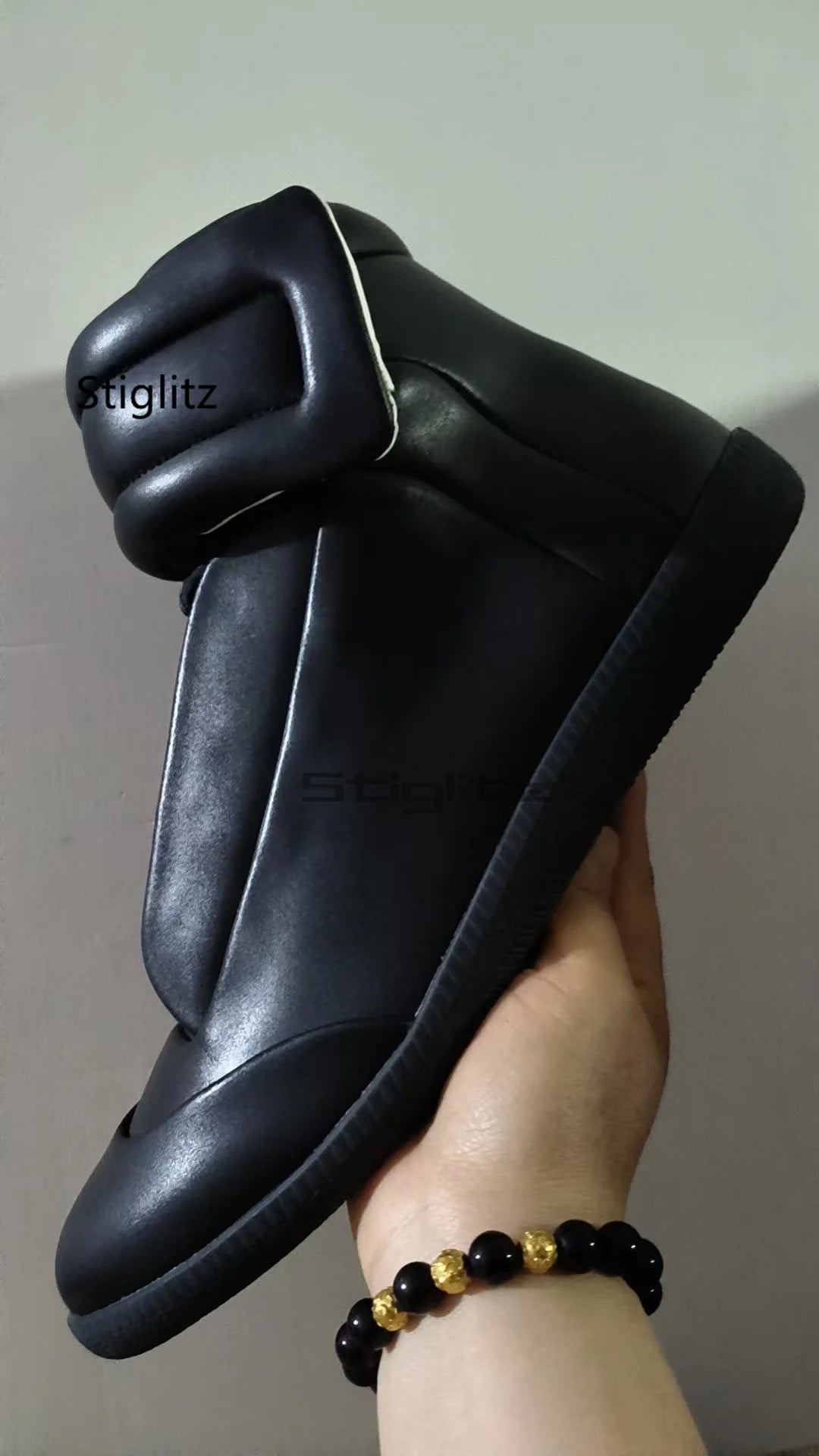 Herren High Top Leder Sneaker - Größe 40-46, Klettverschluss