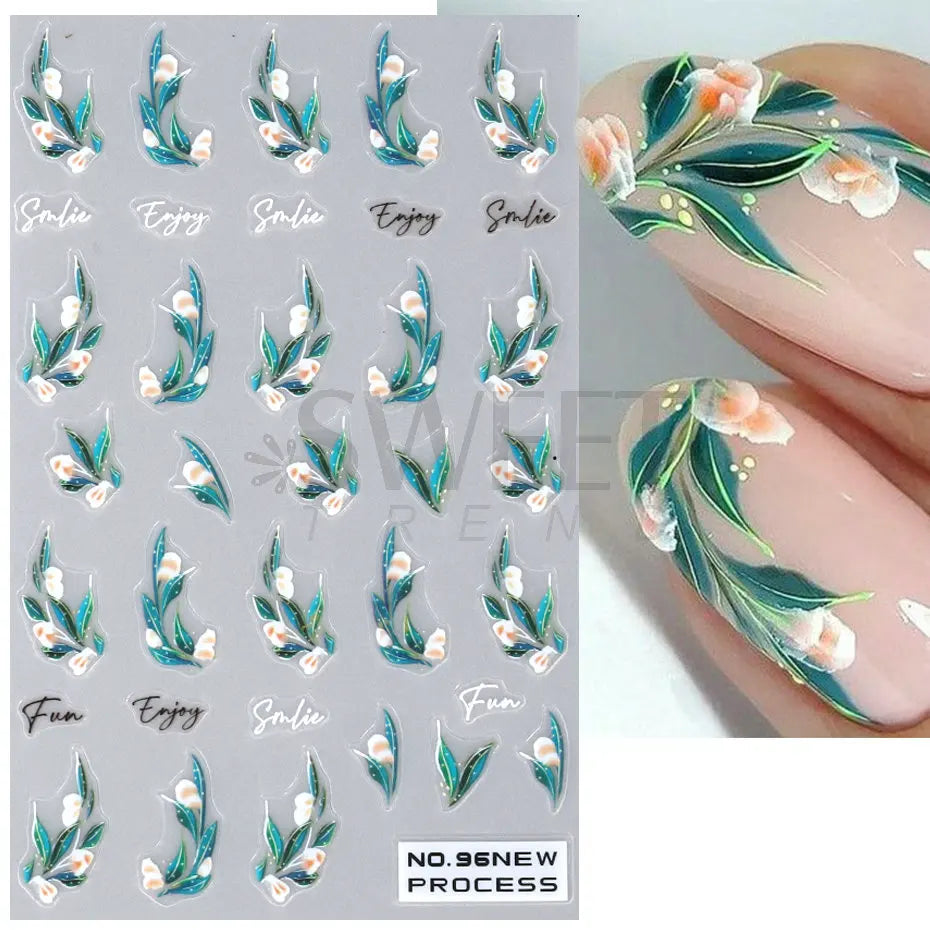 SWEET TREND JINO 3D Blumenaufkleber - 12 Stück Matte S