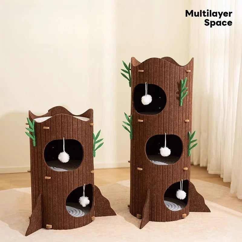 Multi-schicht Katzenhaus Baumstumpf Katzen Klettergerüst Sisal Eimer Filz Katzen Nest Kratzfest Sisal Katzenbaum Haustier Spielzeug