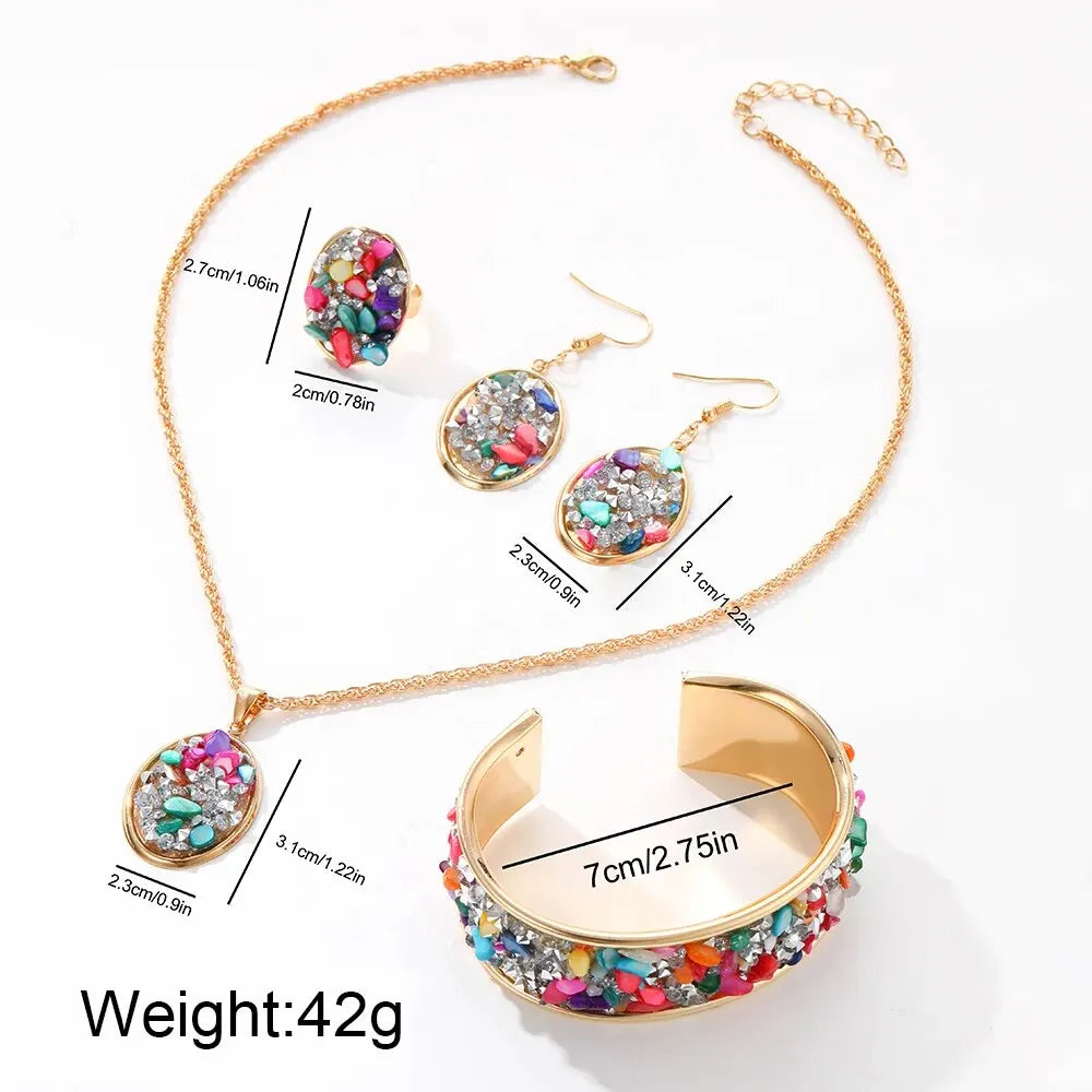 Luxus Damen Set Mode Strass - Uhr Ring Halskette Armband