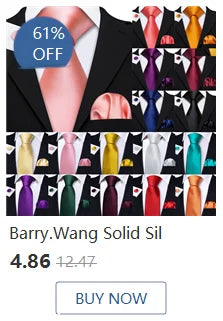 Fashion Silk Men Tie Set Gold Yellow Orange Solid Paisley Striped Plaid Floral Necktie Pocket Square Cufflinks Wedding Business
