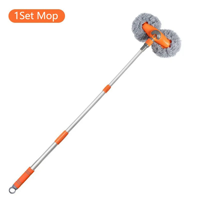 LEIBOO Car Washer Mop Foam Wash Chenille Brush Double Brush Head Roof Window Cleaning Maintenance Three-Section Telescopic Mop