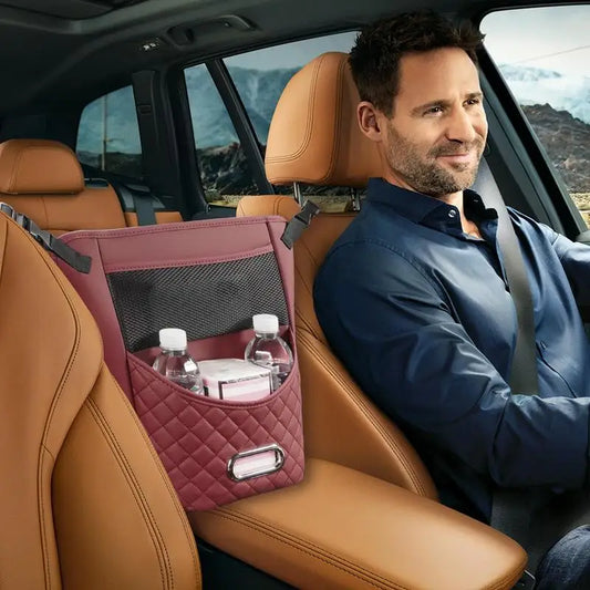 Organizator de depozitare pentru scaun auto, cu buzunare multiple, pentru scaunul din față, portabil, hung PU din piele, pentru mașini, camioane, SUV-uri
