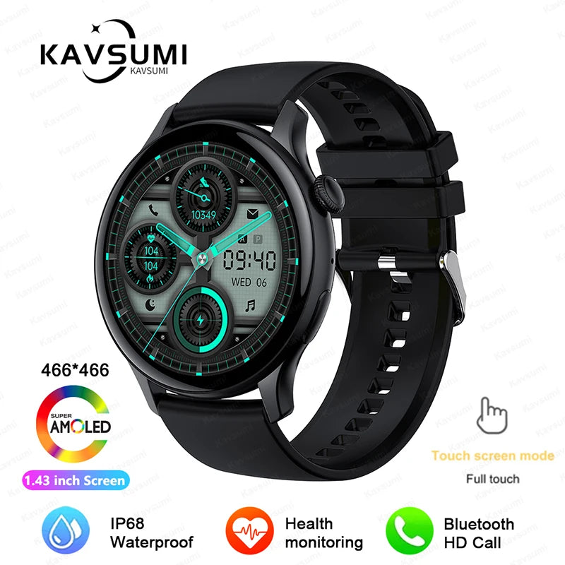 NFC Smartwatch AMOLED HD GPS - 220–300 mAh, 1,43 Zoll Display, 5 Tage Akku
