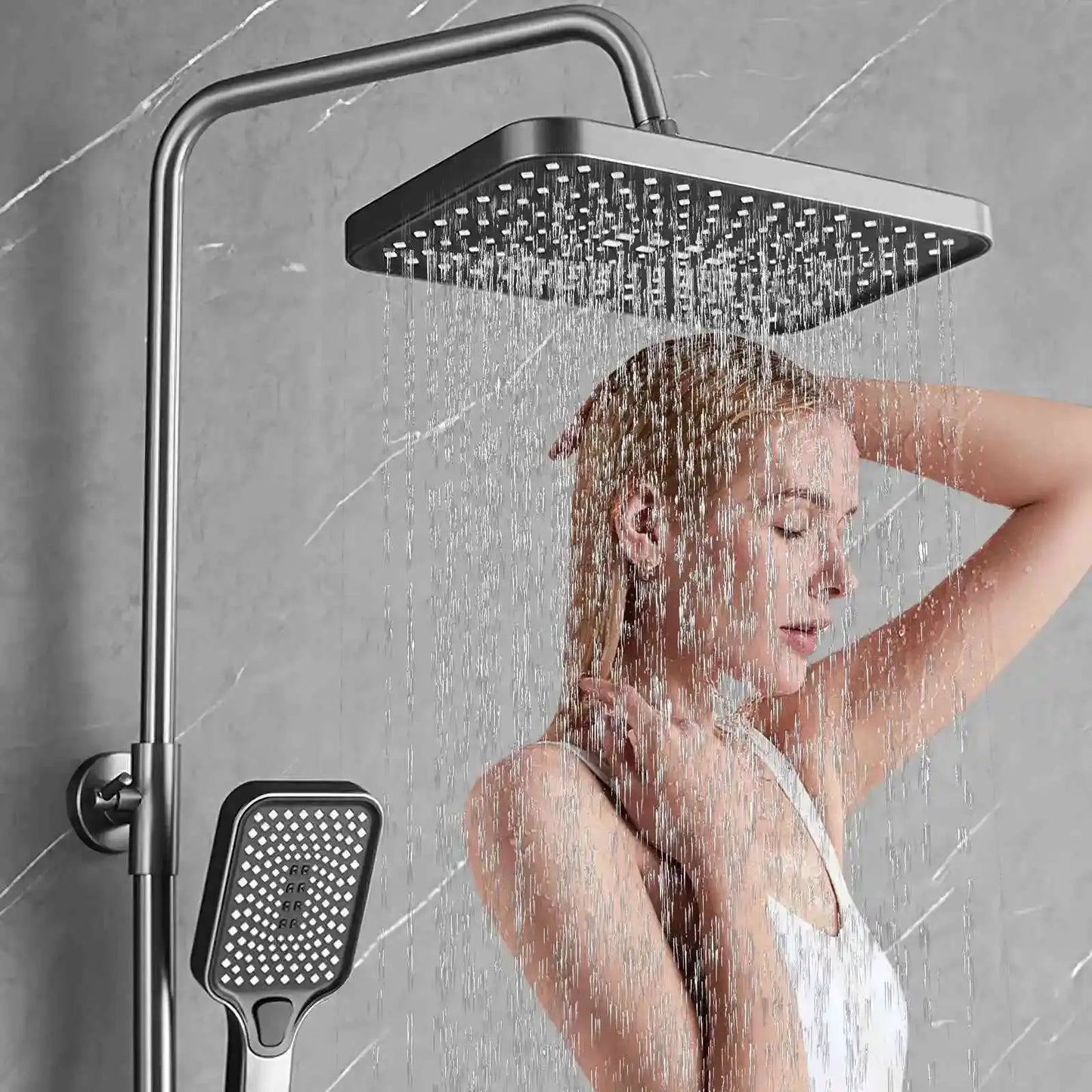 Neuer Hochdruck-Duschkopf mit wassersparendem Filter, 4 Modi, Handbrause mit einem Knopf, Badezimmer-Zubehör-Set by Golden Bridge Store