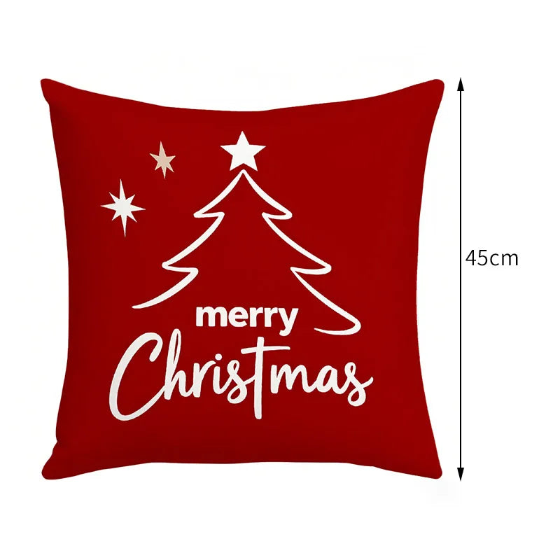 Christmas Tree Snowflake Print Pillowcase Merry Christmas Decorations Room Decor Flax Pillow Case Room Decoration Pillow Cover