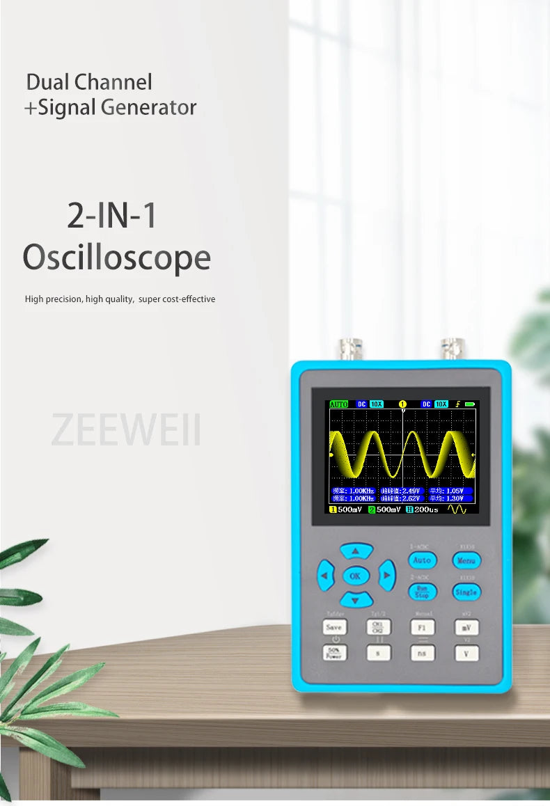 ZEEWEII DSO2512G 2,8 Zoll Handheld Digital Oszilloskop 120M Bandbreite Dual Kanal Signal Generator XYmode