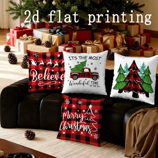 Home Decor Christmas-themed Pillow Covers with Festive Designs Pattern Cushion Cover Suitable for Sofa Bedroom Car Pillow Cover