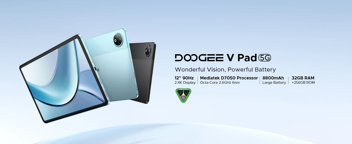 DOOGEE V Pad 2 In 1 5G Tablet - 32 GB RAM, 12 Zoll Display, 8800 mAh Akku