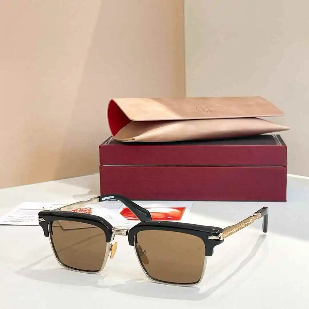 jacques marie mage ALIN vintage half rim sunglasses alloy acetate retro style