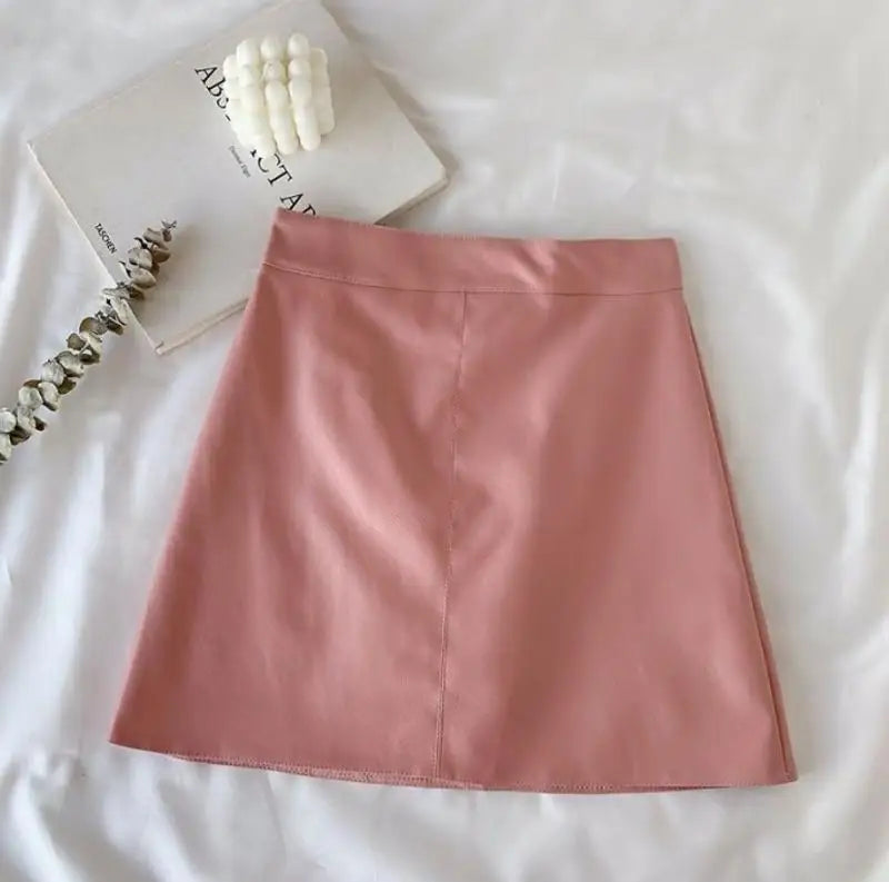 CN Minirock Hohe Taille Reißverschluss - Größe M PU Weinrot