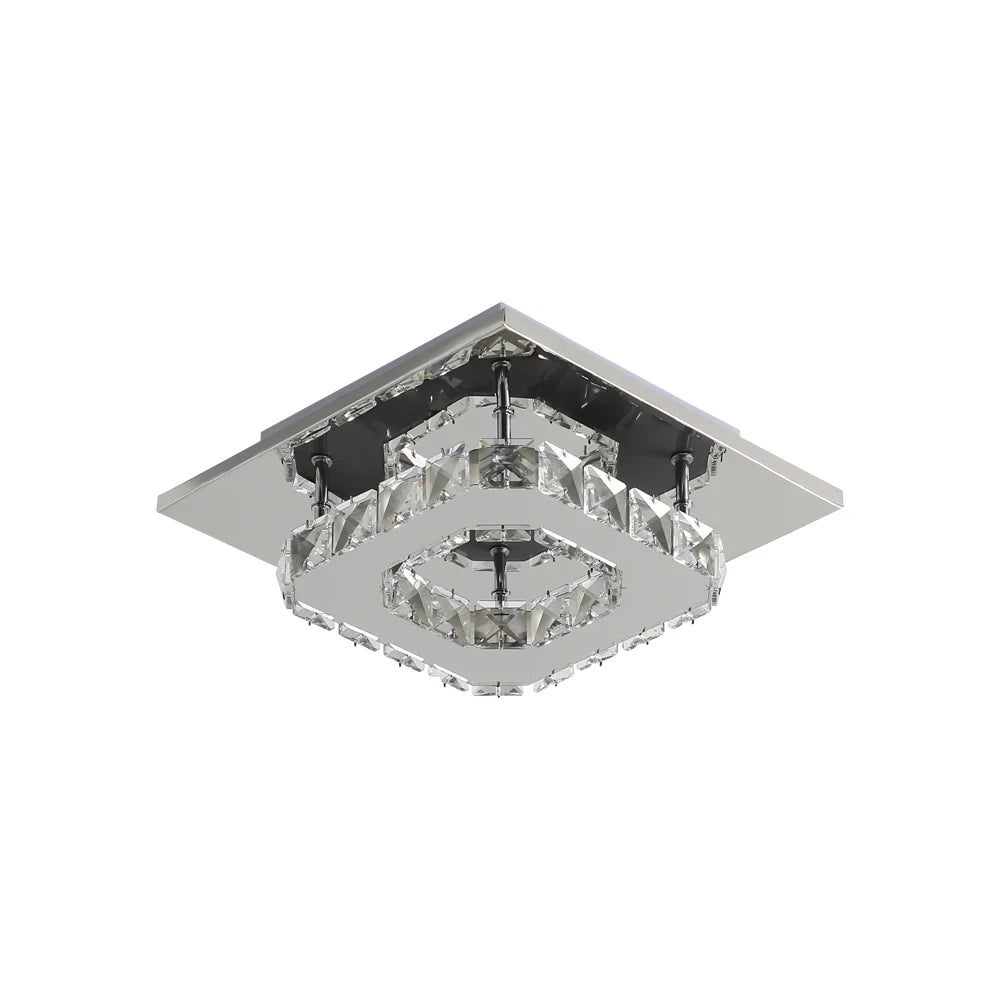 Crystal LED Ceiling Light Modern Ceiling Lamp 12W 6500K Modern Square Ceiling Light LED Chandelier for Kitchen Bedroom,Dia 20cm